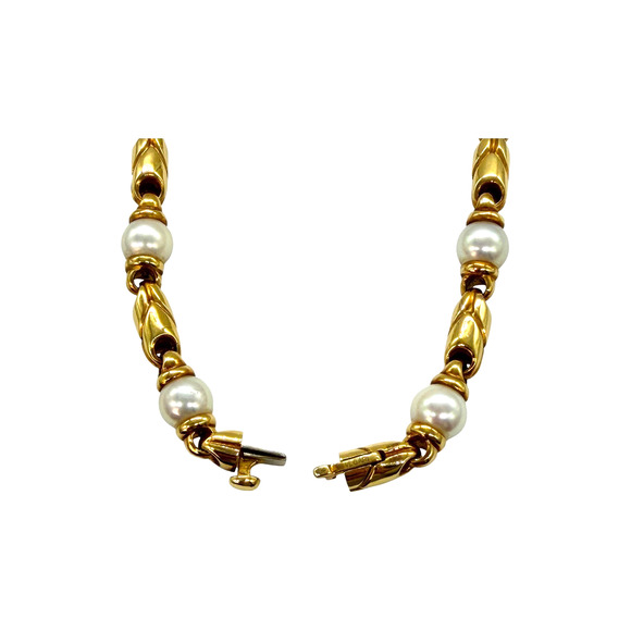 Authentic Bulgari BVLGARI Passo Doppio Pearl & Yellow Gold 18K Italy Necklace - Picture 4 of 8